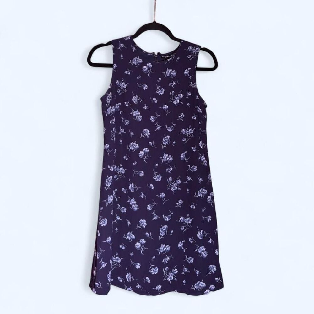 Style & Co Vintage Y2K Women's Blue and White Floral-Print Mini Dress - 8P